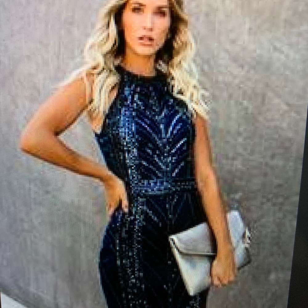 Beautiful navy sequin beaded dress worn once